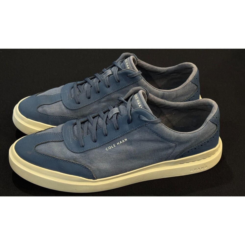 Men's Cole Haan GrandPro Rally T-Toe Blue Canvas & Leather Sneakers Shoes 13W